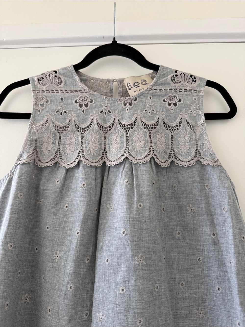 Sea New York Gray Eyelet Lace Sleeveless Midi Dress - Picture 2 of 8